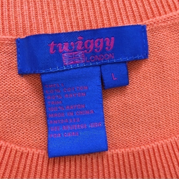 Twiggy London Orange Lobster Graphic Short Sleeve Crew Neck Knit Sweater Top - Picture 7 of 15